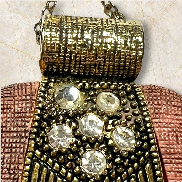 Rose Goldtone Elephant Pendant Necklace 28"  Bling Rhinestones Stars Boho Hippie - Picture 8 of 10